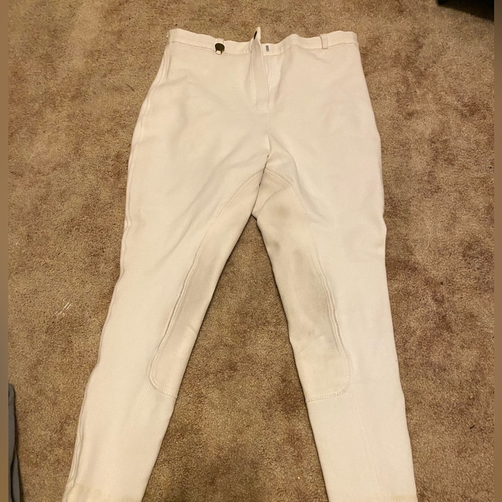 White dressage full seat breeches